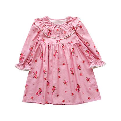 Baby Floral Pattern Long Sleeves Dress with