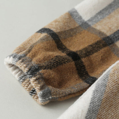 Baby Plaid Pattern Long Sleeve Cotton Dress In Autumn With Hat