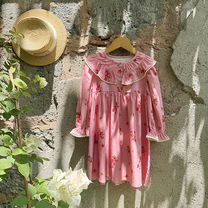 Baby Floral Pattern Long Sleeves Dress with