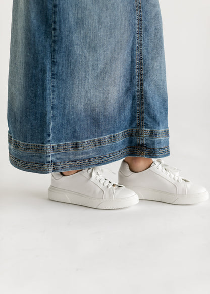 Side Zip A-line Denim Maxi Skirt - FINAL SALE