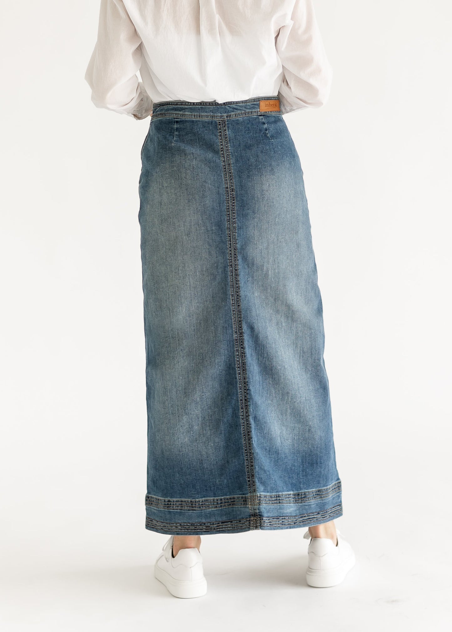Side Zip A-line Denim Maxi Skirt - FINAL SALE