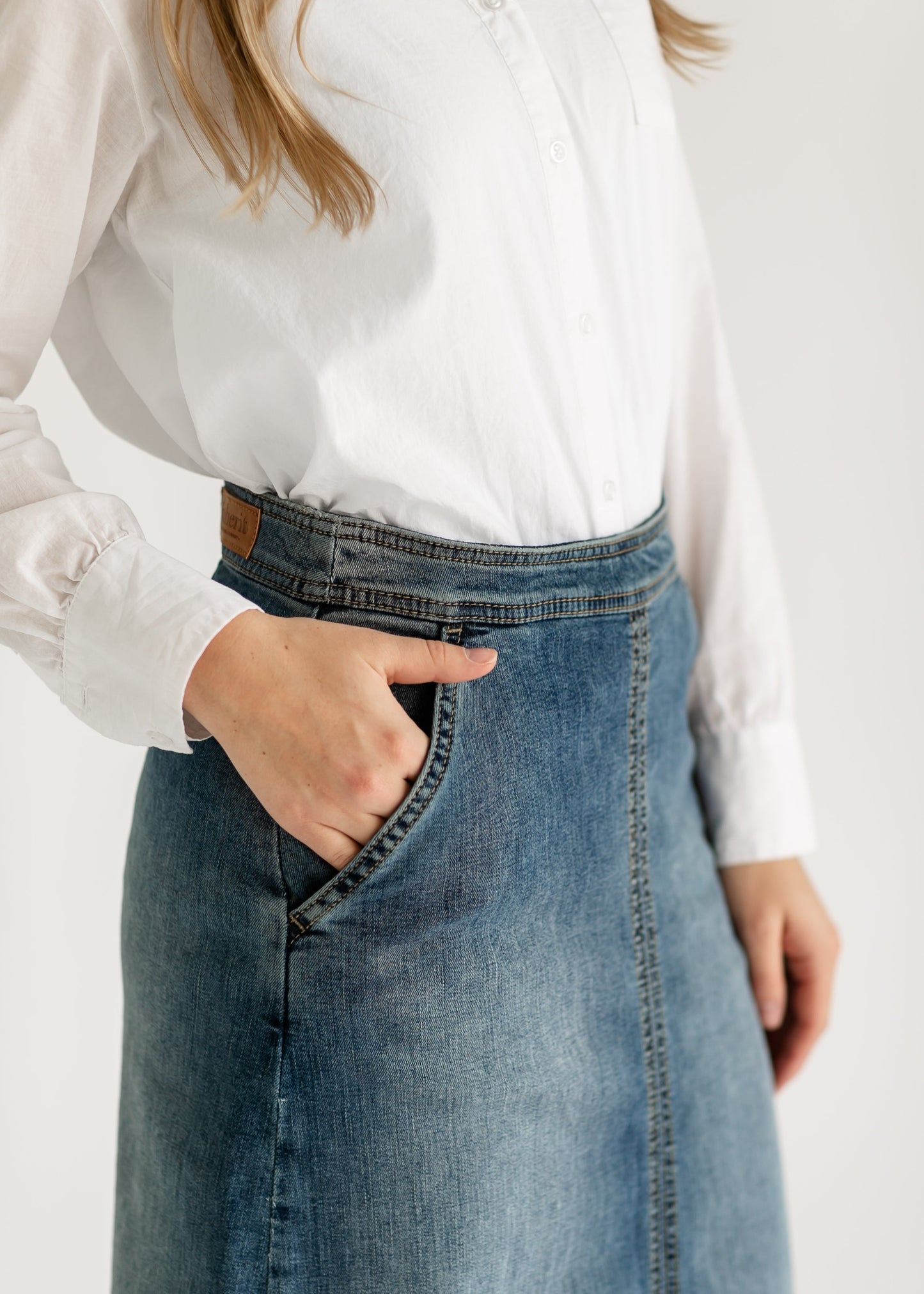Side Zip A-line Denim Maxi Skirt - FINAL SALE