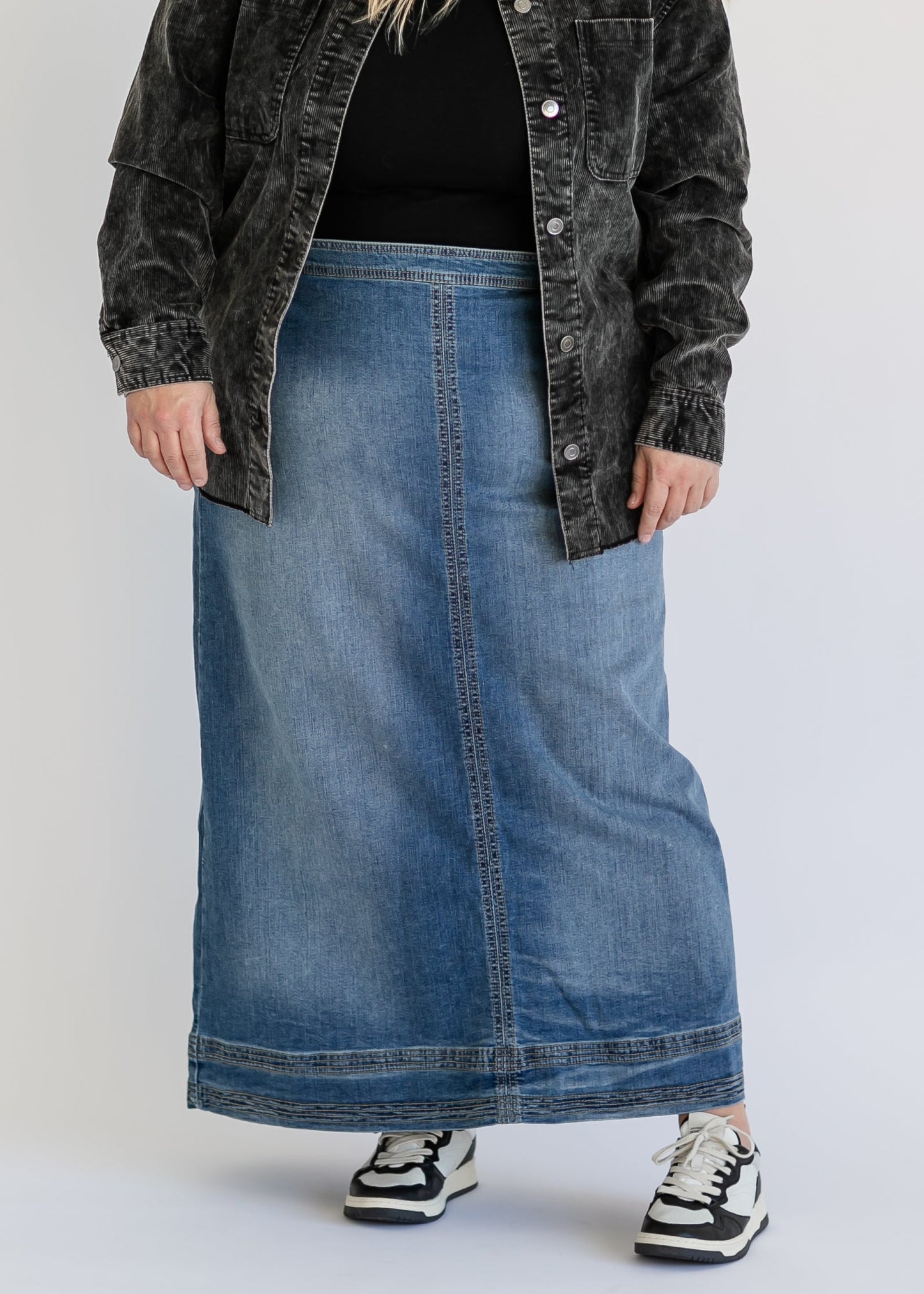 Side Zip A-line Denim Maxi Skirt - FINAL SALE