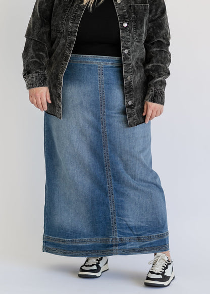 Side Zip A-line Denim Maxi Skirt - FINAL SALE