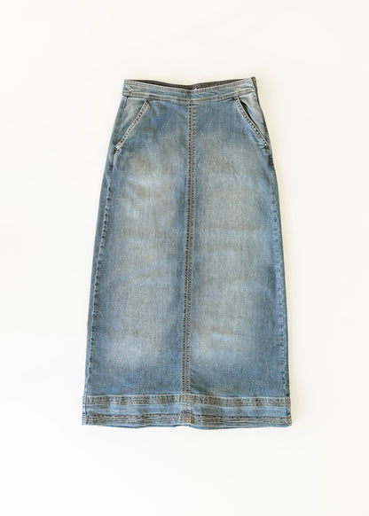 Side Zip A-line Denim Maxi Skirt - FINAL SALE